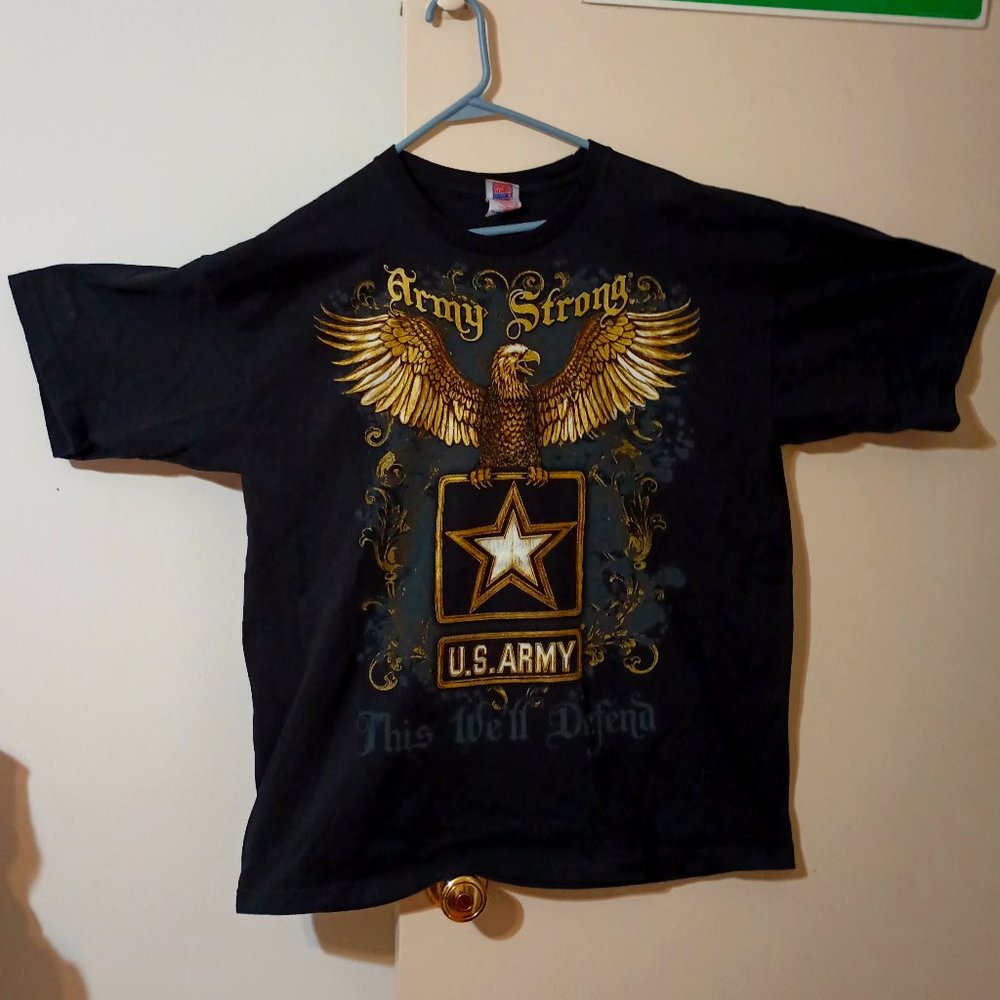 Vintage US Army Strong Bayside Mens Black The True American USA T-Shirt Size: XL